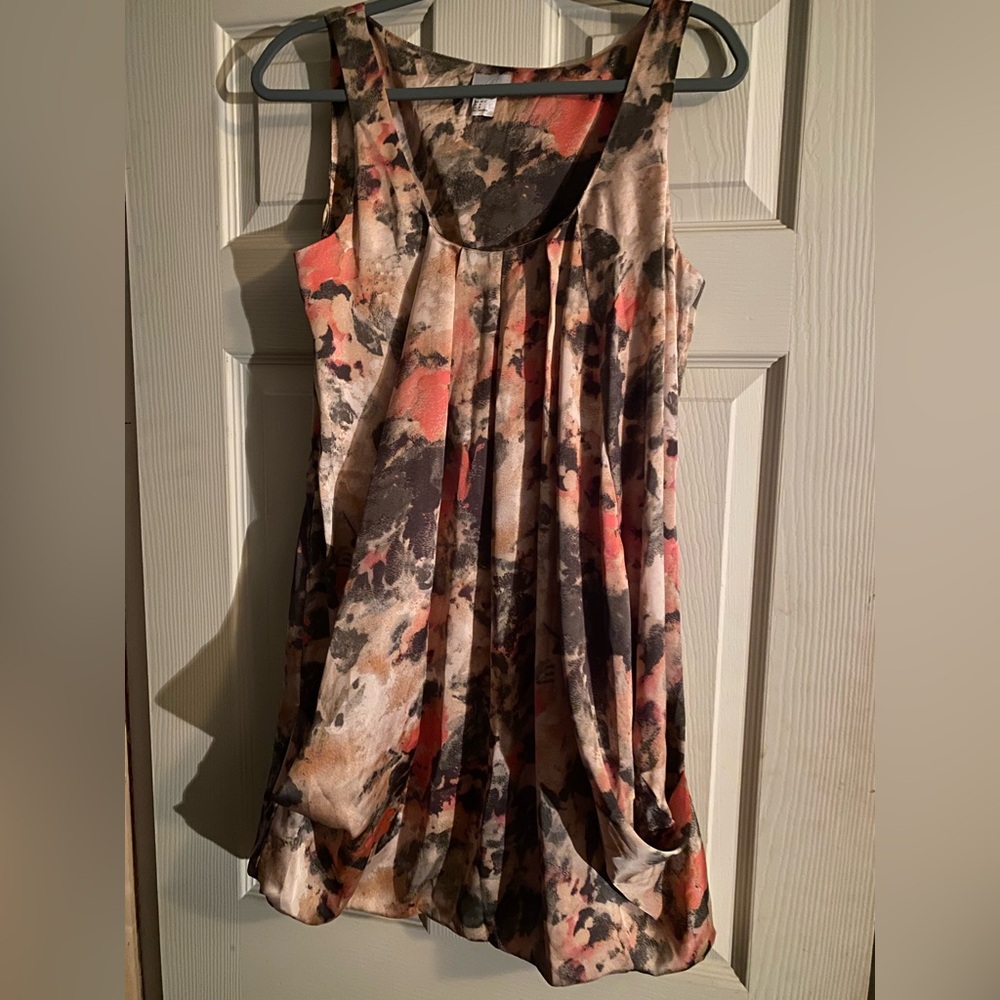 H&M pink and gray watercolor bubble hem dress
